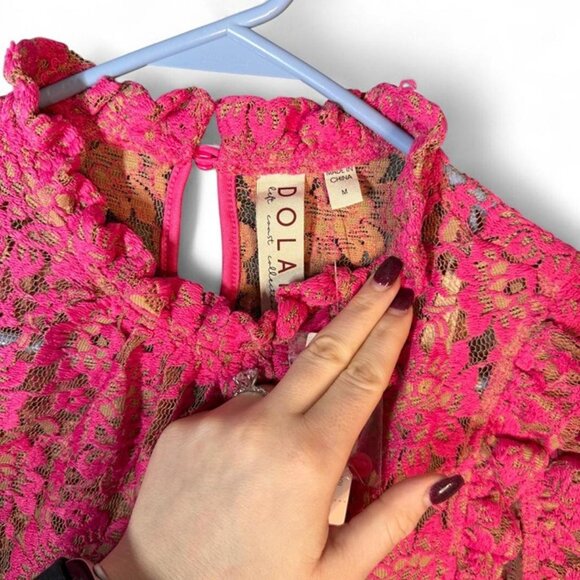 NWT Anthropologie Women’s Dolan Pink Lace Tank Top Medium - Picture 6 of 8